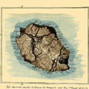 Map Of Reunion Island 1802 Art Print