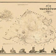 Map Of Watertown 1850 Art Print