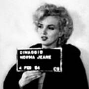 Marilyn Monroe Mugshot In Black And White Art Print