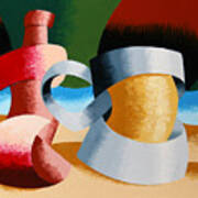 Mark Webster - Abstract Futurist Beer Mug And Bottle Art Print
