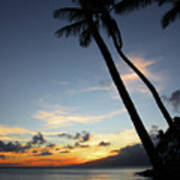 Maui Sunset With Palm Trees Art Print