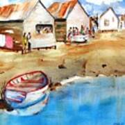 Mauricio's Village - Beach Huts Art Print