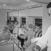 Passengers Mingle On Train - 1958 Art Print