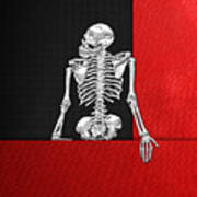 Memento Mori - Skeleton On Red And Black Art Print