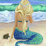 Mermaid And Turtle Art Print