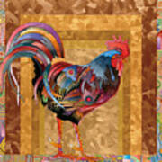 Metallic Rooster Art Print