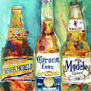 Mexican Beer - Negra Modelo - Corona - Modelo Beers Print From Original Watercolor Great For Man Cav Art Print