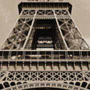 Midsection First And Second Levels Of The Eiffel Tower Paris France Sepia Art Print