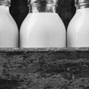 Milk Bottles 3 Black And White Art Print