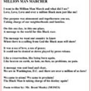 Million Man Marcher Poem By Moses Art Print