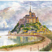 Mont Saint Michel Aquarelle Art Print