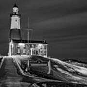 Montauk Point Lighthouse Bw Art Print