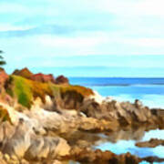Monterey Coastline Watercolor Art Print
