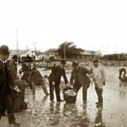 Monterey Locals Collecting Smelt On The Beach Near The Custom House Art Print