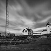Moody Sky At Eastern Point Lighthouse Art Print