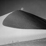 214804-bw-moon Over Dune Art Print