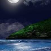 Moon Over The Cove Art Print