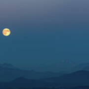 Moon Rising Over The North Cascades Art Print