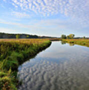 Morning Clouds Reflected In Nippersink Creek In Glacial Park Art Print