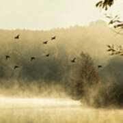 Morning Fog On Haley Pond In Rangeley Maine Art Print