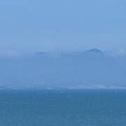 Morro Rock In Fog Panorama Morro Bay California Art Print