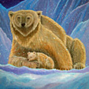 Mother And Baby Polar Bears Art Print