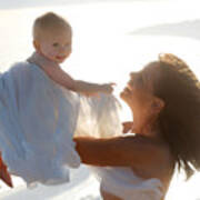 Mother With Baby In Pure Joy, Marin County, California Art Print