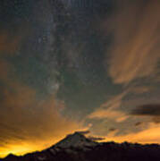 Mount Baker Milky Way Around Midnight Art Print