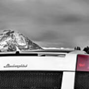 Mountain Lamborghini, White, Christmas Gift For Husband, Lambo, Art Print