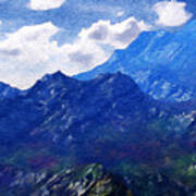 Mountains Into A Blue Sky Art Print