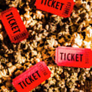 Movie Tickets On Scattered Popcorn Art Print