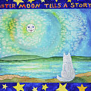 Mr Moon Tells A Story Art Print