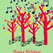 Musical Trees Holiday Greeting Art Print