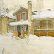 My Country Cottage In Winter. Sundborn Art Print