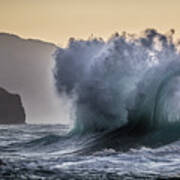 Napali Coast Kauai Wave Explosion Art Print