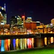 Nashville Tennessee Skyline At Night Art Print