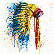 Native American Feather Headdress Art Print