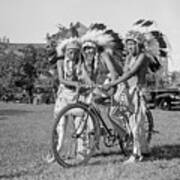 Native Americans With Bicycle Art Print