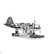Navy Scout Observation Plane Pen And Ink No  Pi201 Art Print