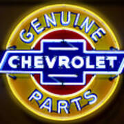 Neon Genuine Chevrolet Parts Sign Art Print