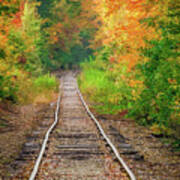 New Hampshire Train Tracks To Foliage Art Print