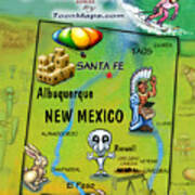 New Mexico Fun Map Art Print