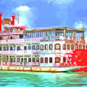 New Orleans Paddle Steamer Pop Art Art Print