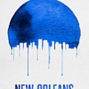 New Orleans Skyline Blue Art Print