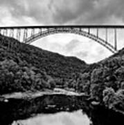 New River Gorge Bridge In West Virginia Black And White Art Print