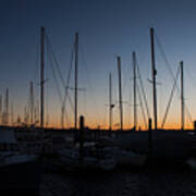 Newport Harbor Rhode Island Boats At Sunset Art Print