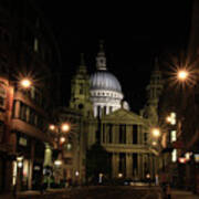 Night View Of St Pauls Cathedral Art Print
