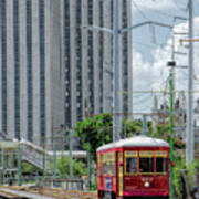 Nola Red Streetcar Riverfront 3 Art Print