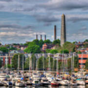 North End Waterfront Marina And Bunker Hill Monument - Boston Art Print