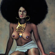 Vintage Black Lady Naked - Nude, Black Afro Woman 70's vintage style Original Oil painting Velvet R60  Painting by Arturo Ramirez - Fine Art America